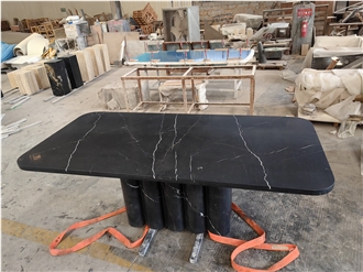 GOLDTOP Luxury Black Marquina Marble Table