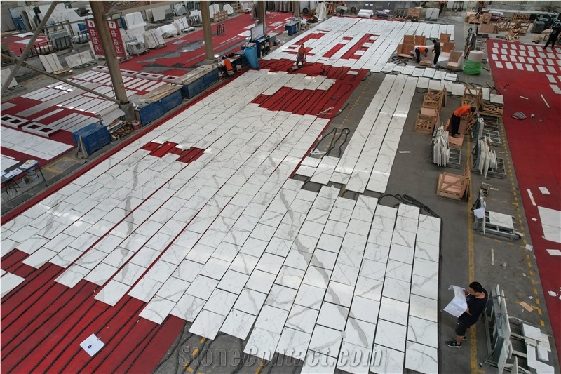 Hotel Project Calacatta White Marble Tiles For Floor Wall
