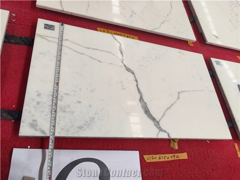 Hotel Project Calacatta White Marble Tiles For Floor Wall