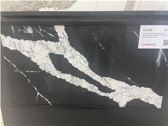 Vadara Quartz LE-8198 Calacatta Black Quartz Slabs