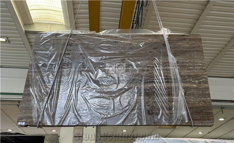 Silver Titanium Medium Travertine Slabs
