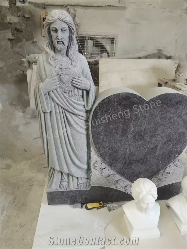 Black Granite Heart  Engraving Gravestone