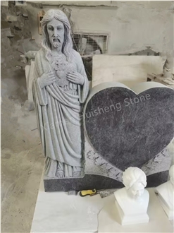 Black Granite Heart  Engraving Gravestone