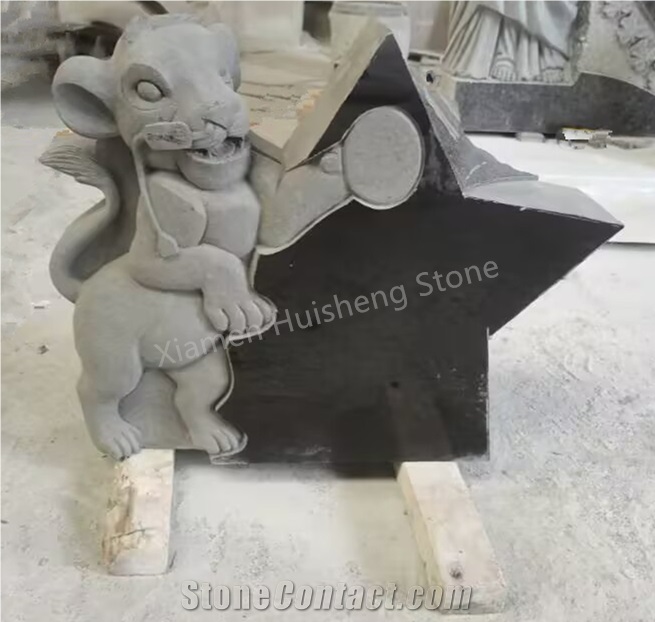 Black Granite Heart  Engraving Gravestone