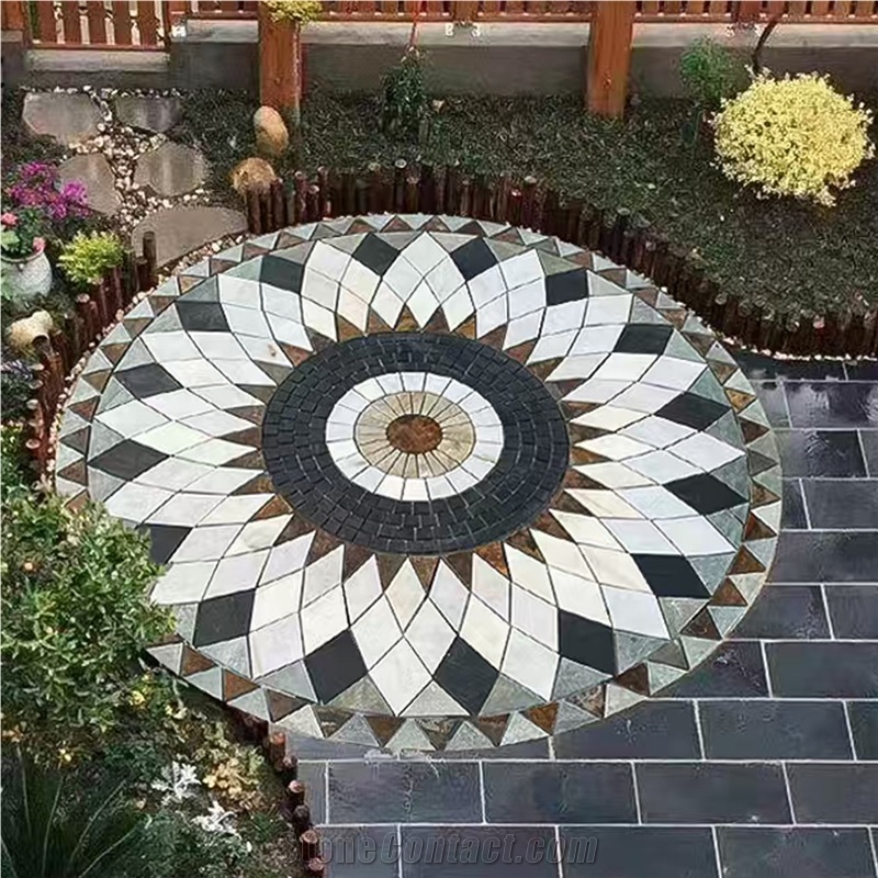 Beautiful Slate Mosaic Medallion Pattern For Garden