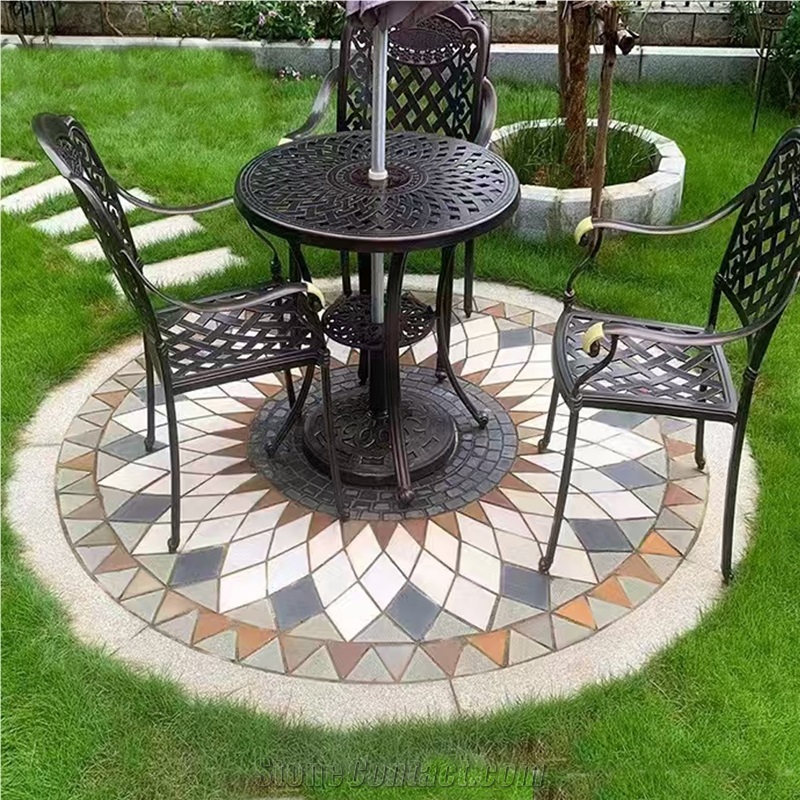 Beautiful Slate Mosaic Medallion Pattern For Garden