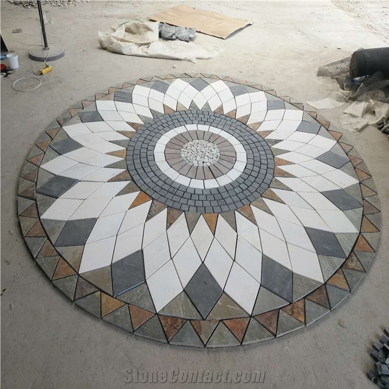 Beautiful Slate Mosaic Medallion Pattern For Garden