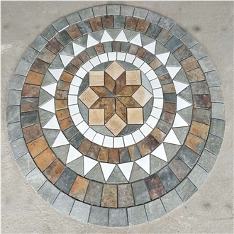 Beautiful Slate Mosaic Medallion Pattern For Garden