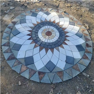 Beautiful Slate Mosaic Medallion Pattern For Garden