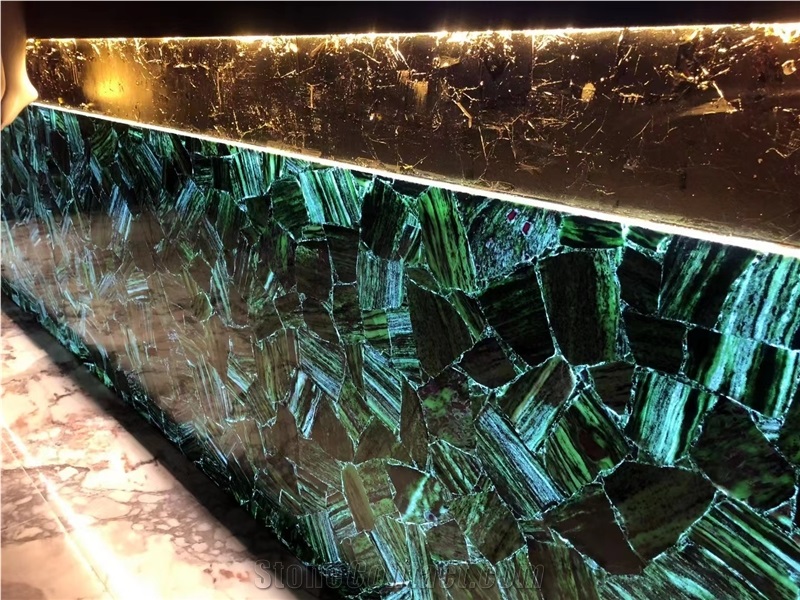 Malachite Green Semi Precious Stone Commercial Counters