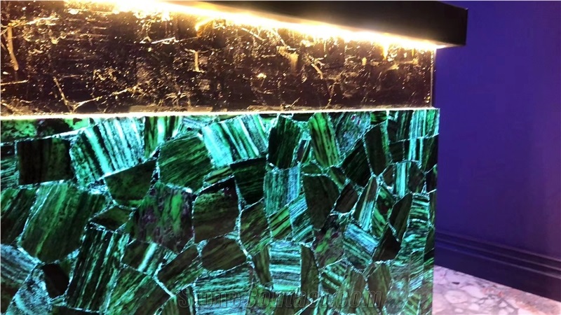 Malachite Green Semi Precious Stone Commercial Counters