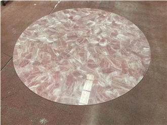 Pink Crystal Semiprecious Stone Coffee Table Tops