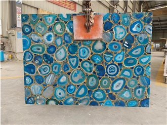 Semiprecious Stone Blue Agate Gem Stone Slabs