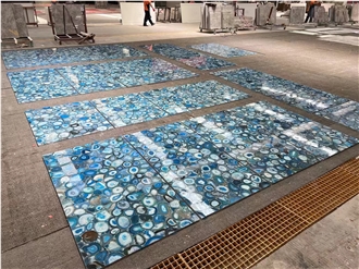 Semiprecious Stone Blue Agate Gem Stone Slabs