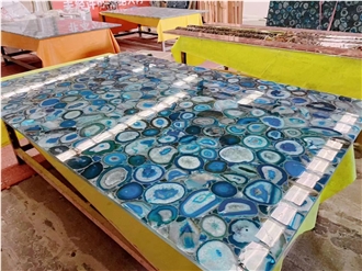Semiprecious Stone Blue Agate Gem Stone Slabs