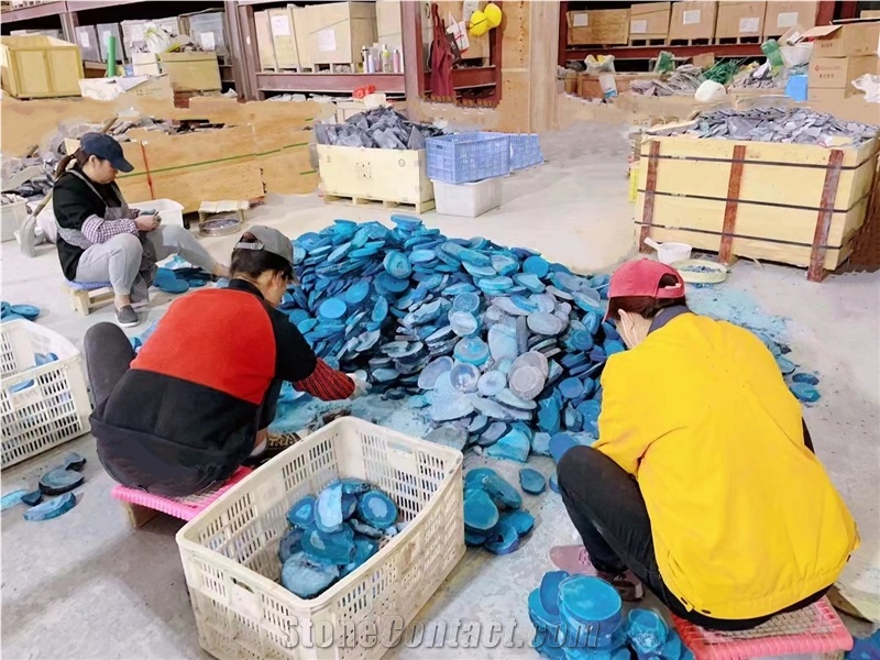 Semiprecious Stone Blue Agate Gem Stone Slabs