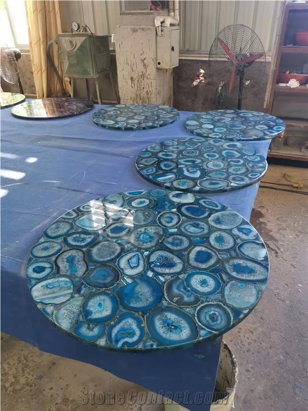 Semiprecious Stone Blue Agate Gem Stone Slabs