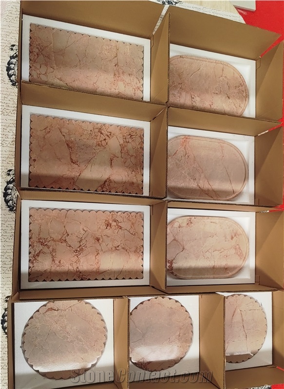 Luxury Bvlgari Pink Marble  Drink Coaster  With Fluted Edges