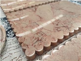 Luxury Bvlgari Pink Marble  Drink Coaster  With Fluted Edges