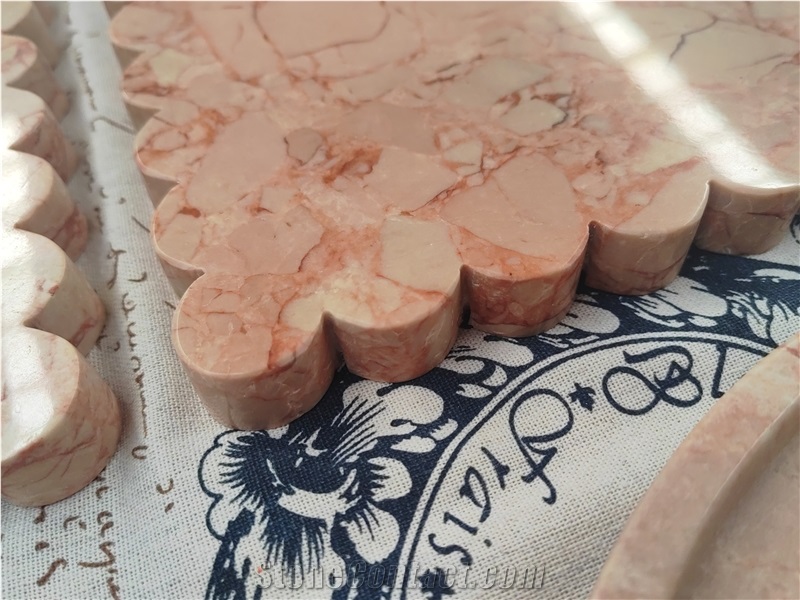 Luxury Bvlgari Pink Marble  Drink Coaster  With Fluted Edges