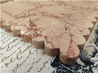 Luxury Bvlgari Pink Marble  Drink Coaster  With Fluted Edges