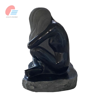 Absolute Black Granite Polished Weeping Woman Sculpture