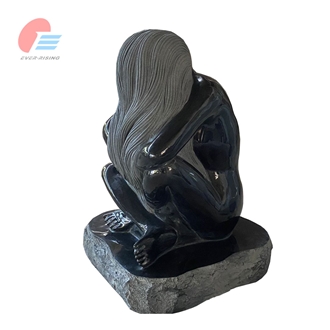 Absolute Black Granite Polished Weeping Woman Sculpture