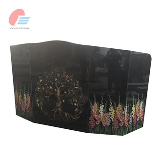 Black Granite Monument With Rose Carving And Etching Flowers