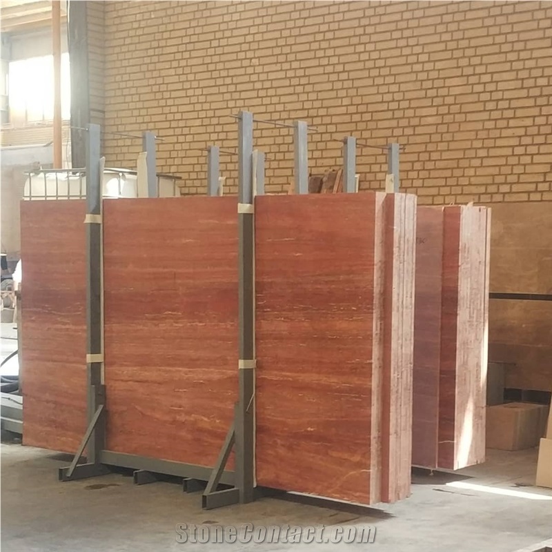 Azarshahr Red Travertine Vein-Cut Slabs