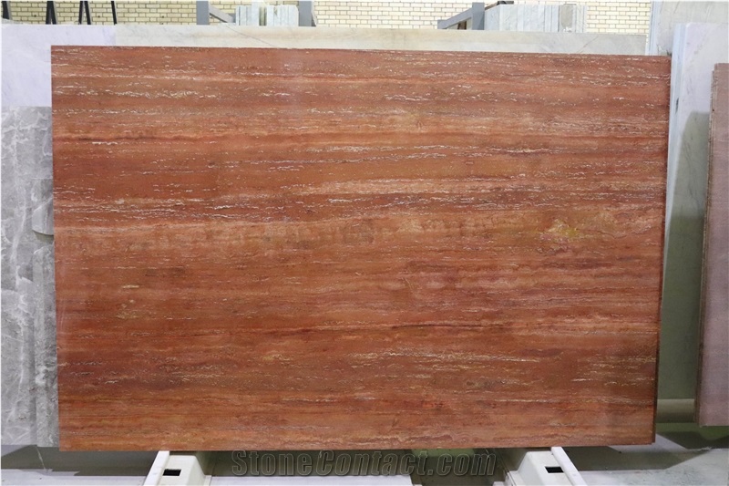 Azarshahr Red Travertine Vein-Cut Slabs