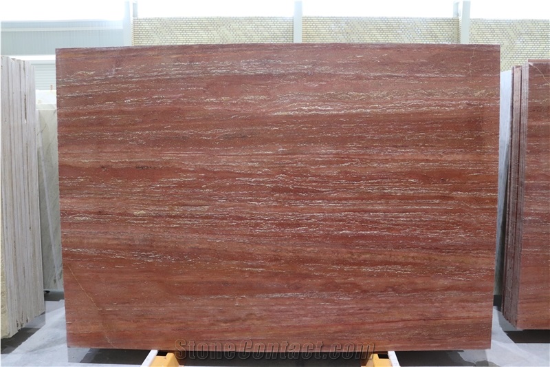 Azarshahr Red Travertine Vein-Cut Slabs