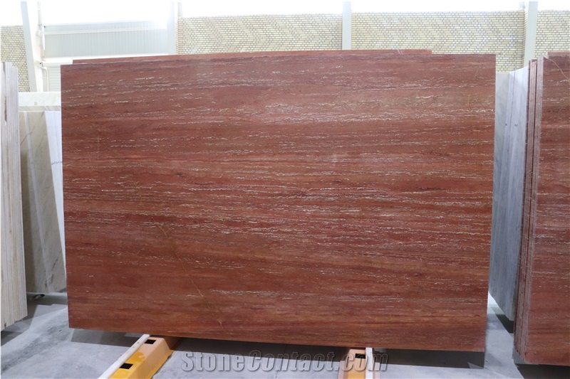 Azarshahr Red Travertine Vein-Cut Slabs