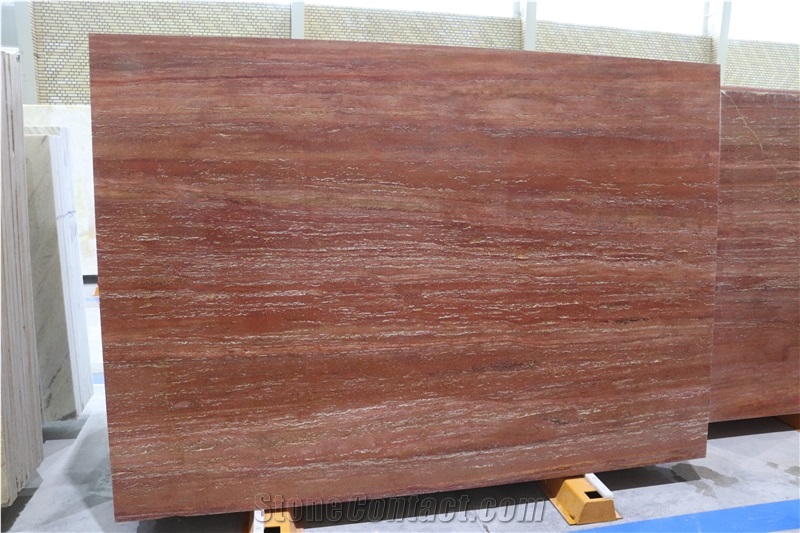 Azarshahr Red Travertine Vein-Cut Slabs