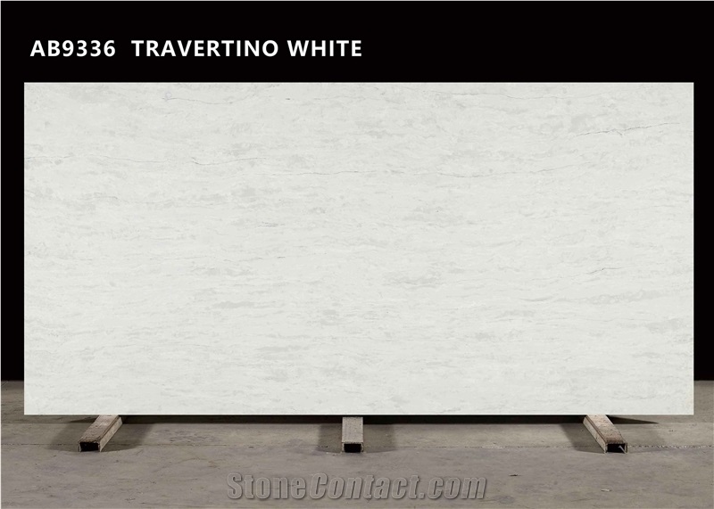 AB9336 TRAVERTINO WHITE Quartz Slabs
