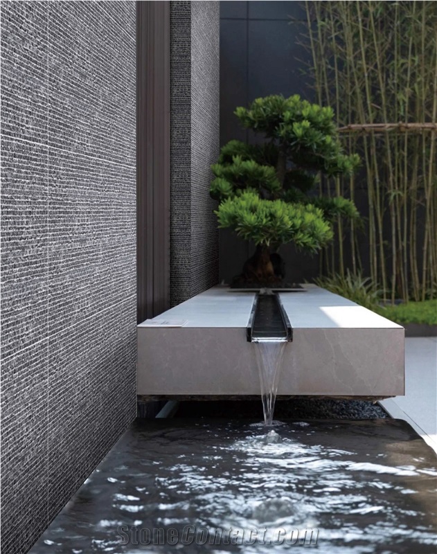 Flowing Stone Light Grey Sintered Stone Slabs