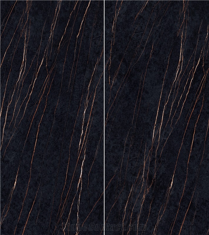 Silk Gold Black Sintered Stone Slabs