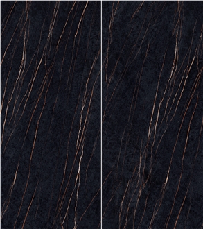 Silk Gold Black Sintered Stone Slabs