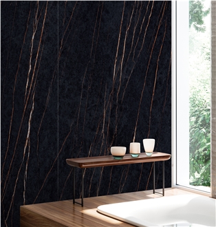 Silk Gold Black Sintered Stone Slabs