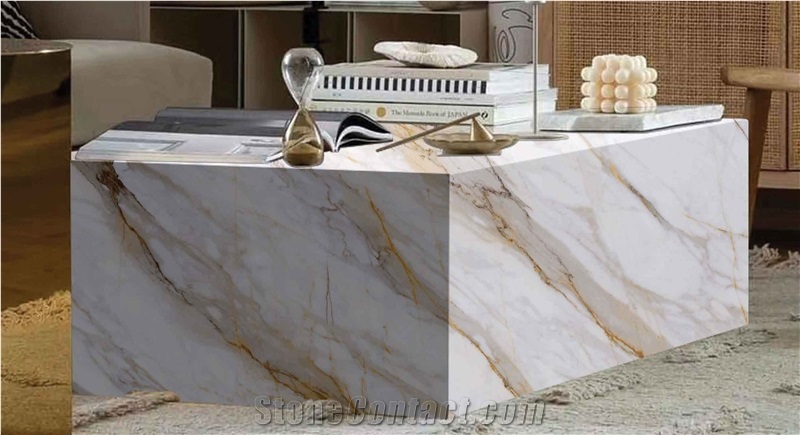ST014T CALACATTA GOLD Printed Quartz Slabs