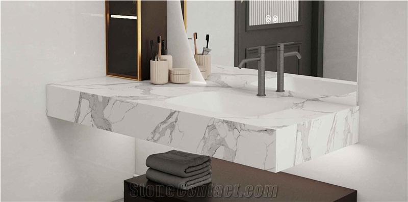ST020T CALACATTA WHITE  Printed Quartz Slabs