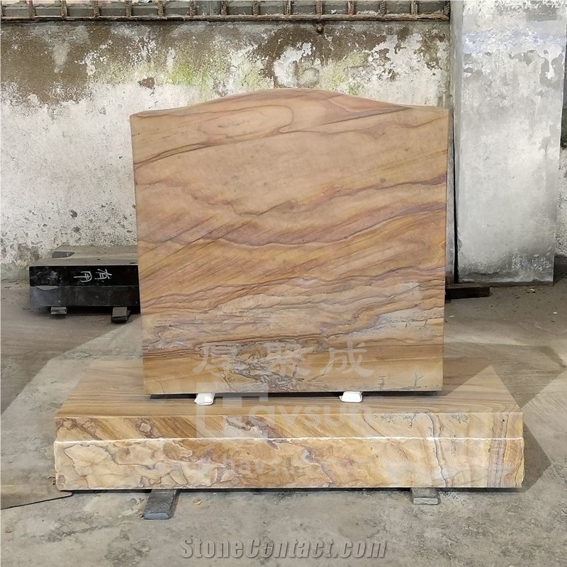American Upright Serptop Die Rainbow Sandstone Headstone