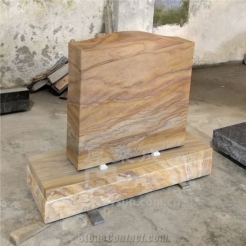 American Upright Serptop Die Rainbow Sandstone Headstone