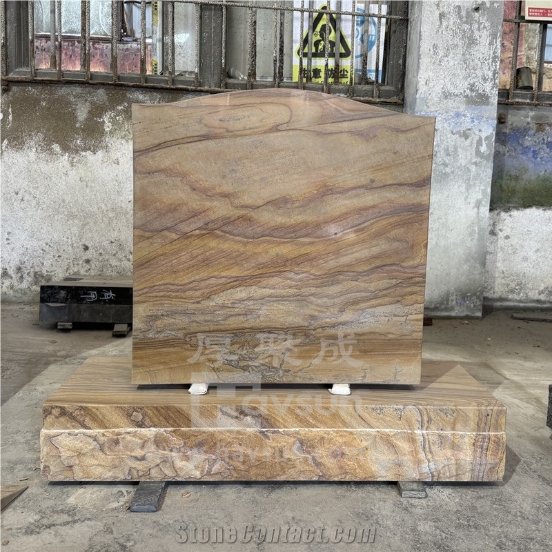 American Upright Serptop Die Rainbow Sandstone Headstone