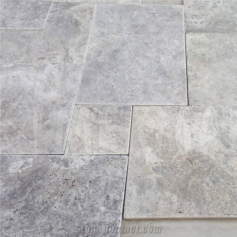 Silver Grey Travertine Pattern Set Tiles