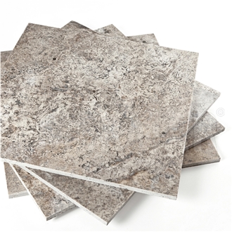 Silver Grey Travertine Tile, Honed & Filled
