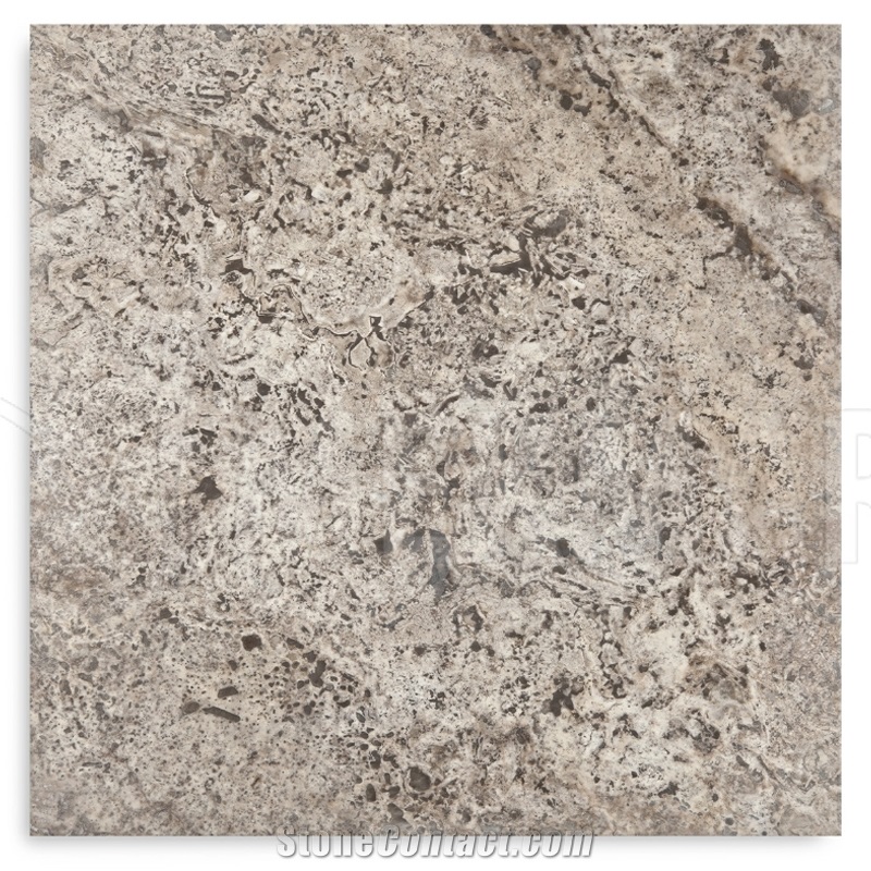 Silver Grey Travertine Tile, Honed & Filled