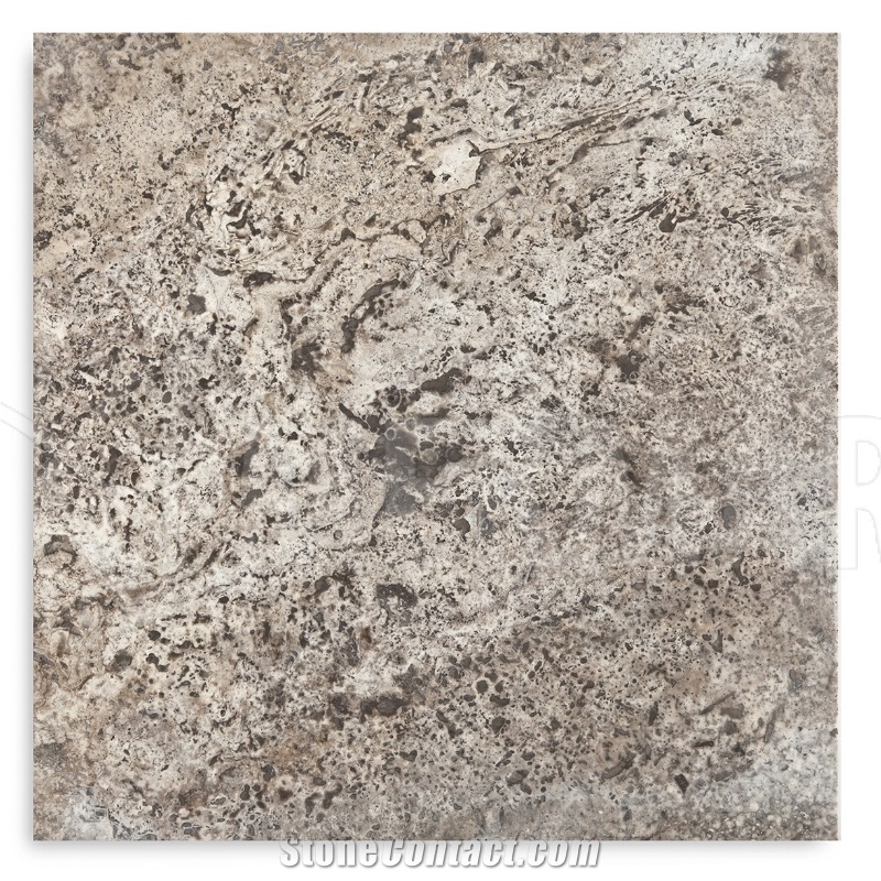 Silver Grey Travertine Tile, Honed & Filled
