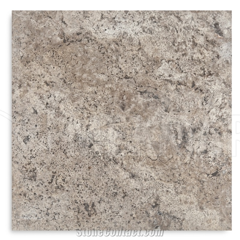 Silver Grey Travertine Tile, Honed & Filled