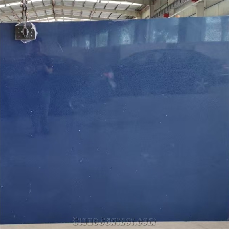 Blue Artificial Quartz Slab Glass Chips