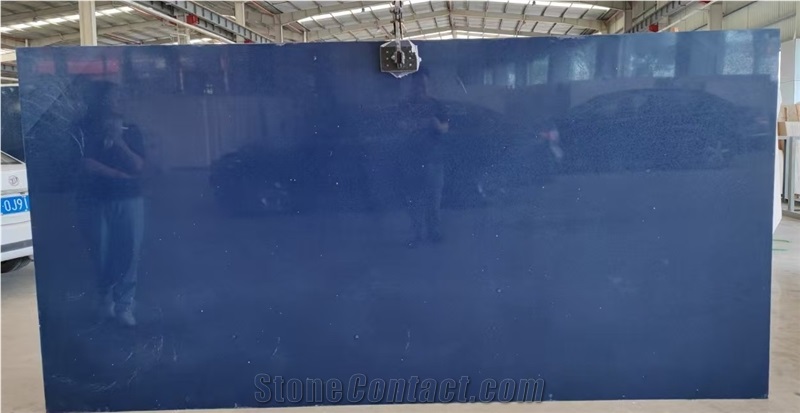 Blue Artificial Quartz Slab Glass Chips